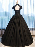 High Neck Beading Lace Black Wedding Dresses