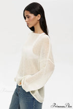 Hollow Out Bell Sleeve Knit Sweater