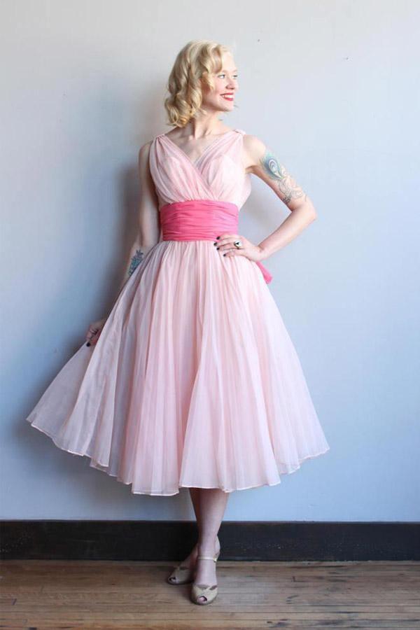 Heimkehrkleid Chiffon Vintage Kurzes Ballkleid Partykleid