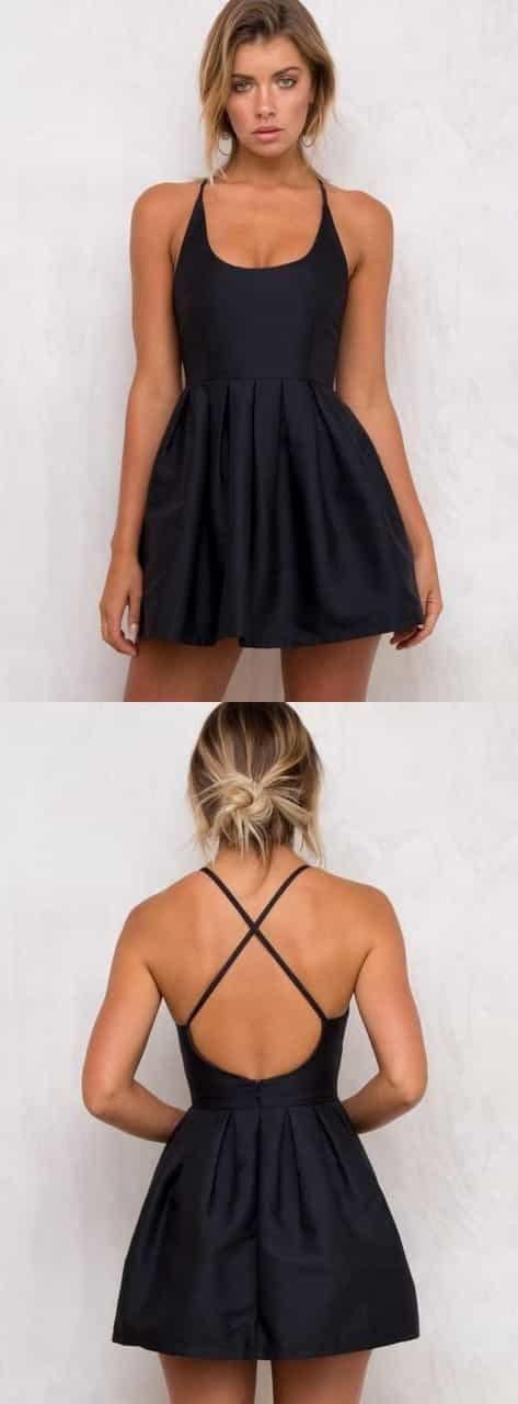 Heimkehrkleid Dunkles Abendkleid mit Überkreuzträgern Kurz