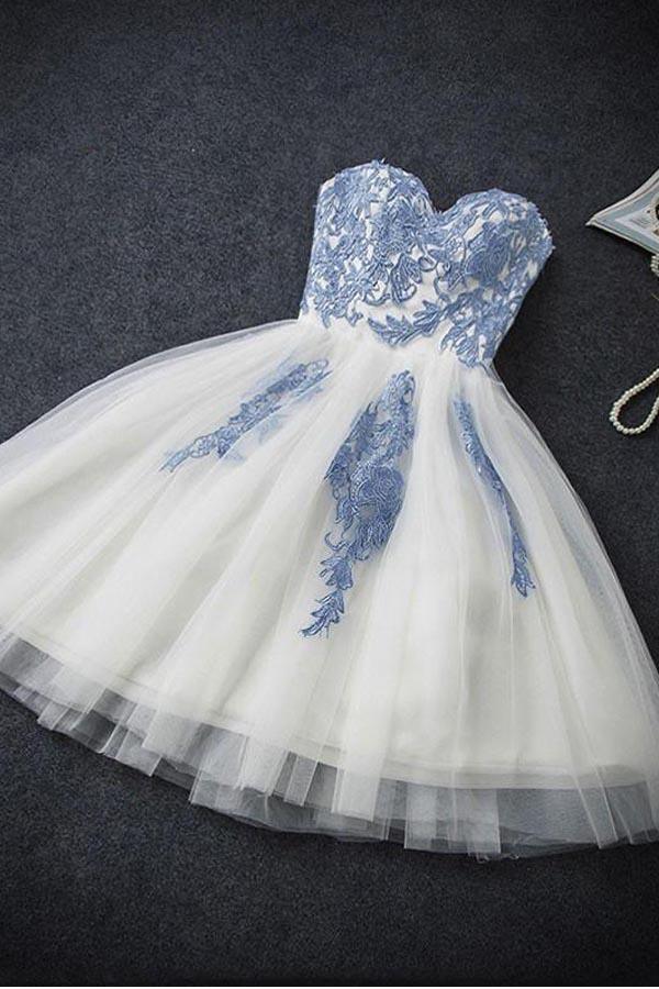 Abiballkleid Sexy A-Linie Trägerloses Kurzes Abschlussballkleid Partykleid