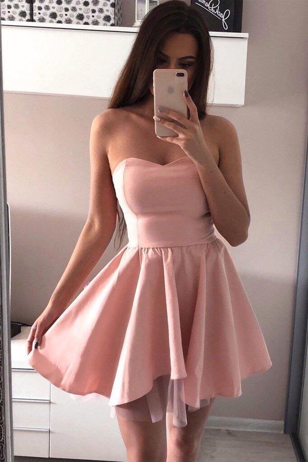 A-line Sweetheart Satin Homecoming Dresses