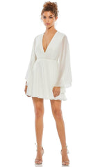 Long Sleeves V-neck Short Dress