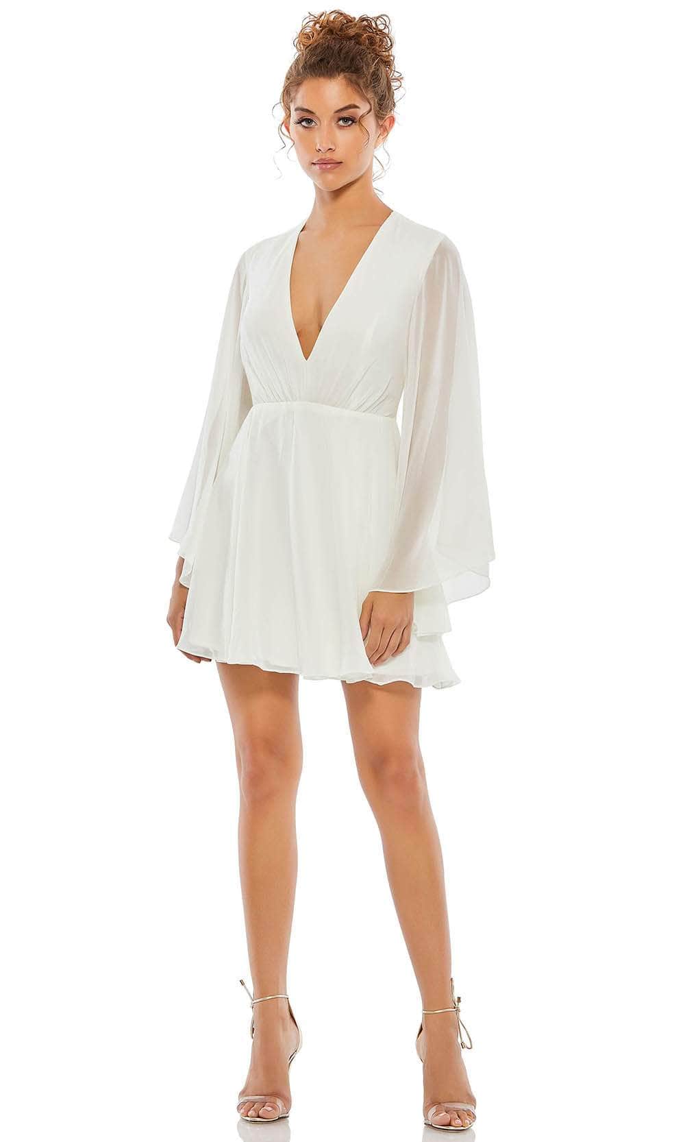 Long Sleeves V-neck Short Dress