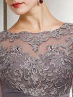 Chiffon-Hosenanzüge mit halben Ärmeln und Spitze für die Mutter der Braut 