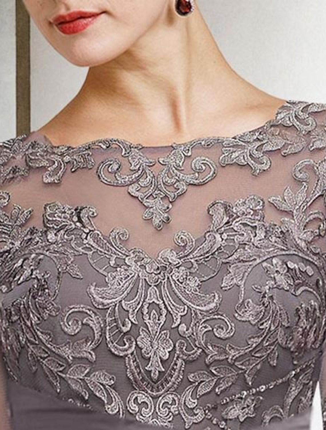 Chiffon-Hosenanzüge mit halben Ärmeln und Spitze für die Mutter der Braut 