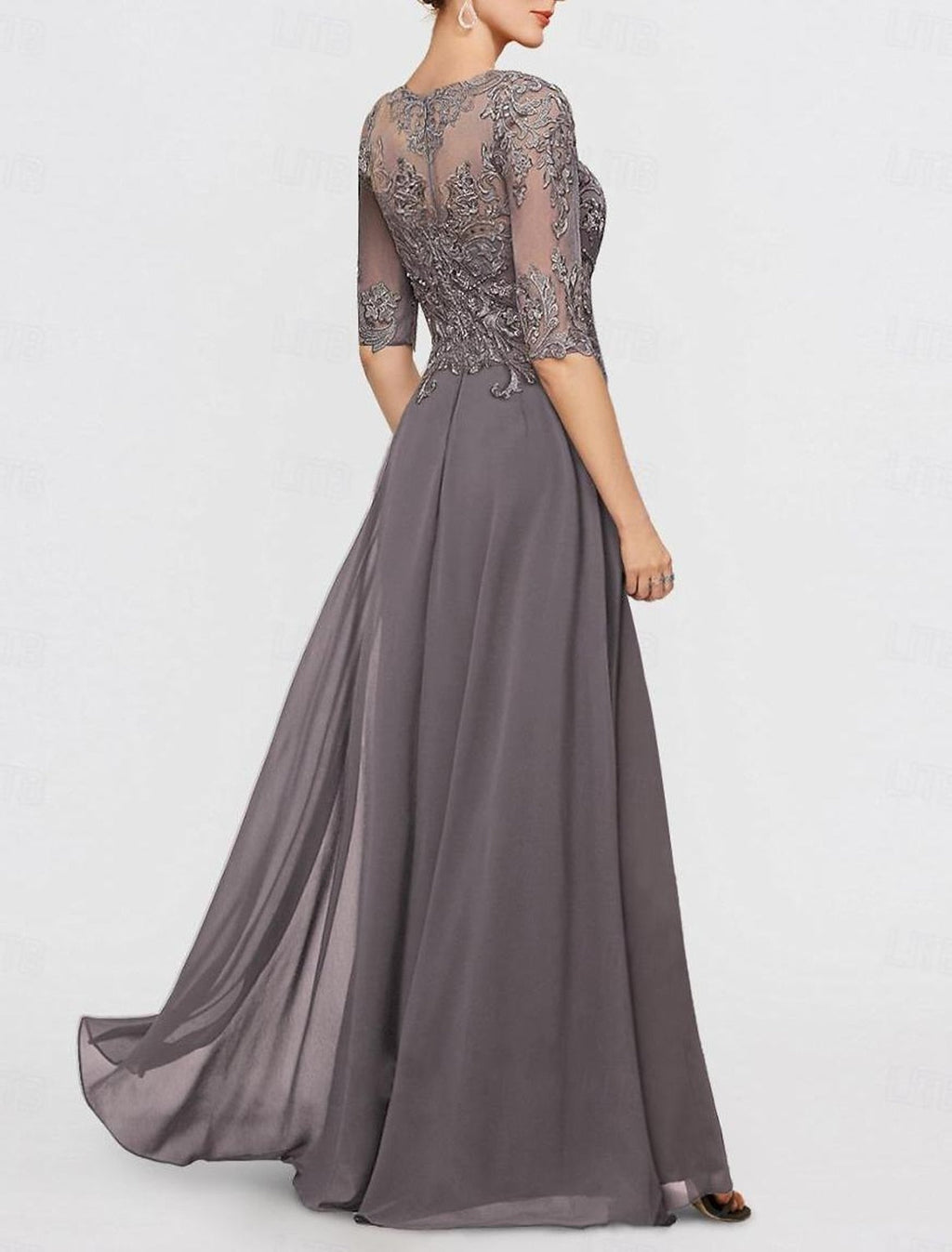 Chiffon-Hosenanzüge mit halben Ärmeln und Spitze für die Mutter der Braut 