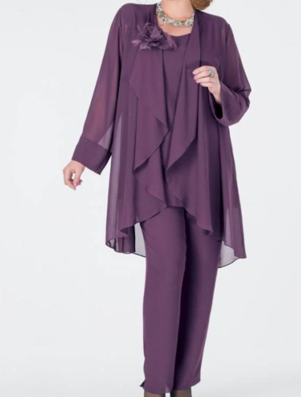 Chiffon-Hosenanzüge mit Jacke für die Mutter der Braut 