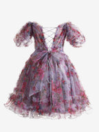 A-Linien-Kleid mit schulterfreiem, geblümtem Print für den Abschlussball