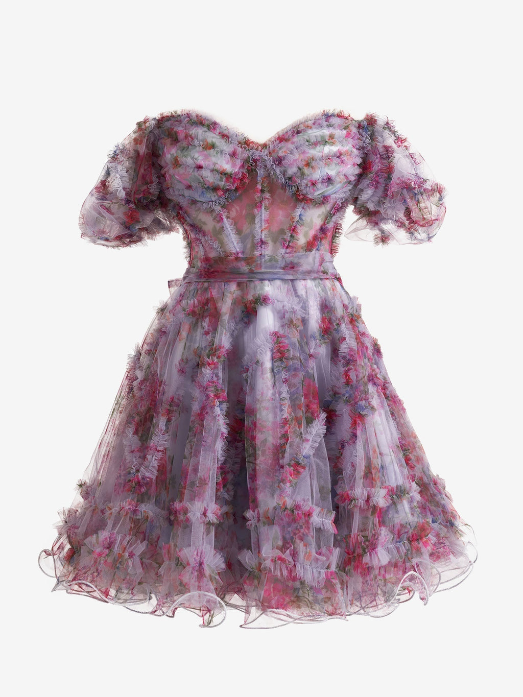 A-Linien-Kleid mit schulterfreiem, geblümtem Print für den Abschlussball