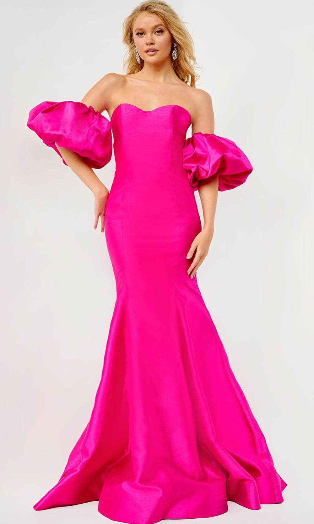 Schulterfreies Satin-Abendkleid