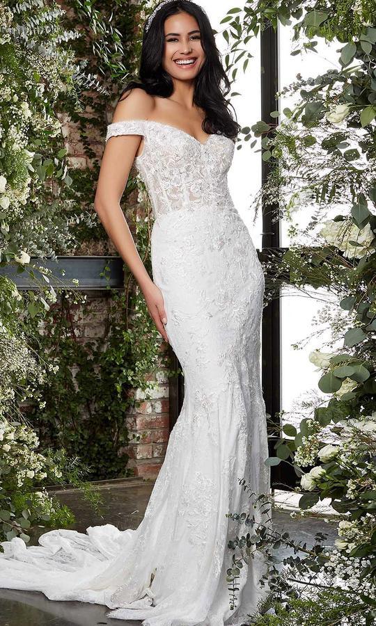 Vestido de novia formal largo con hombros descubiertos