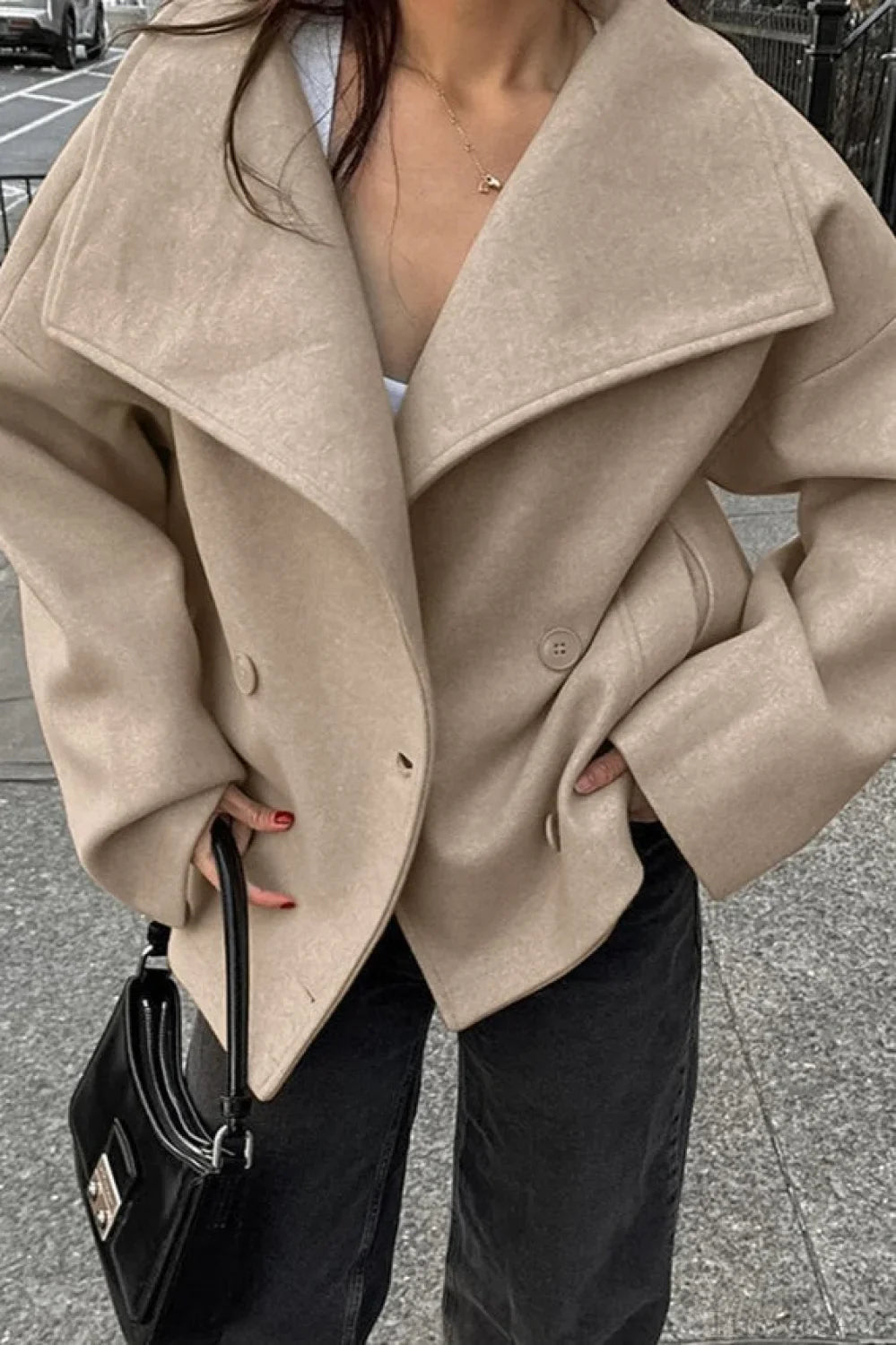 Khaki Wool Double Breasted Jacket