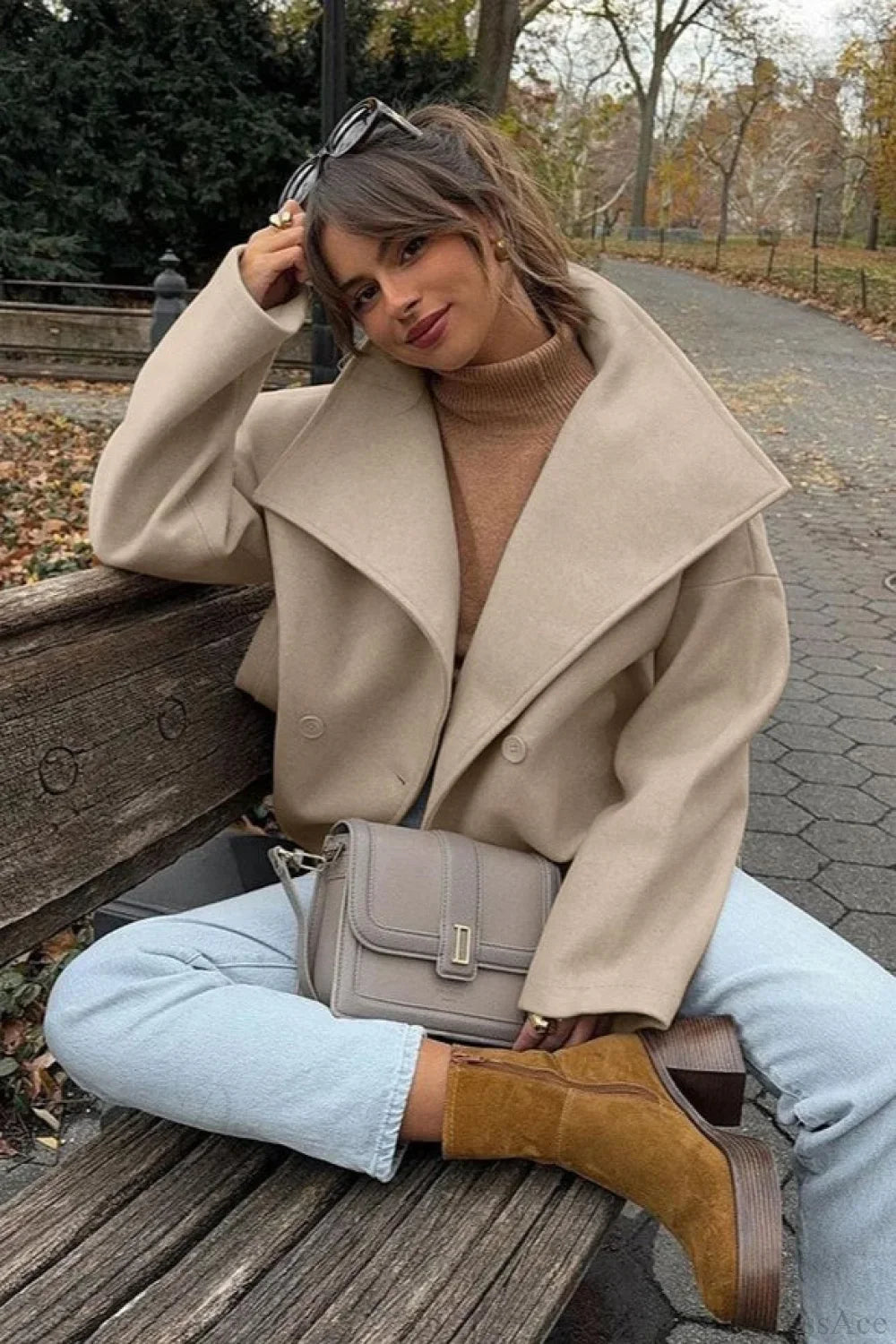 Khaki Wool Double Breasted Jacket