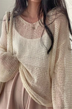 Knitted Openwork Loose Long Sleeve Chic Blouse