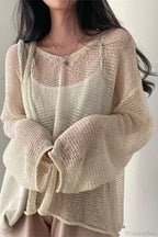 Knitted Openwork Loose Long Sleeve Chic Blouse