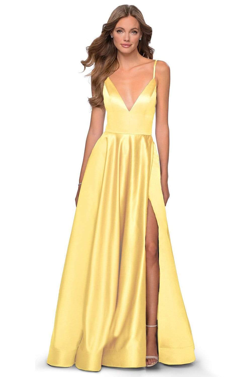 Satin-Abendkleid für junge Damen mit tiefem V-Ausschnitt