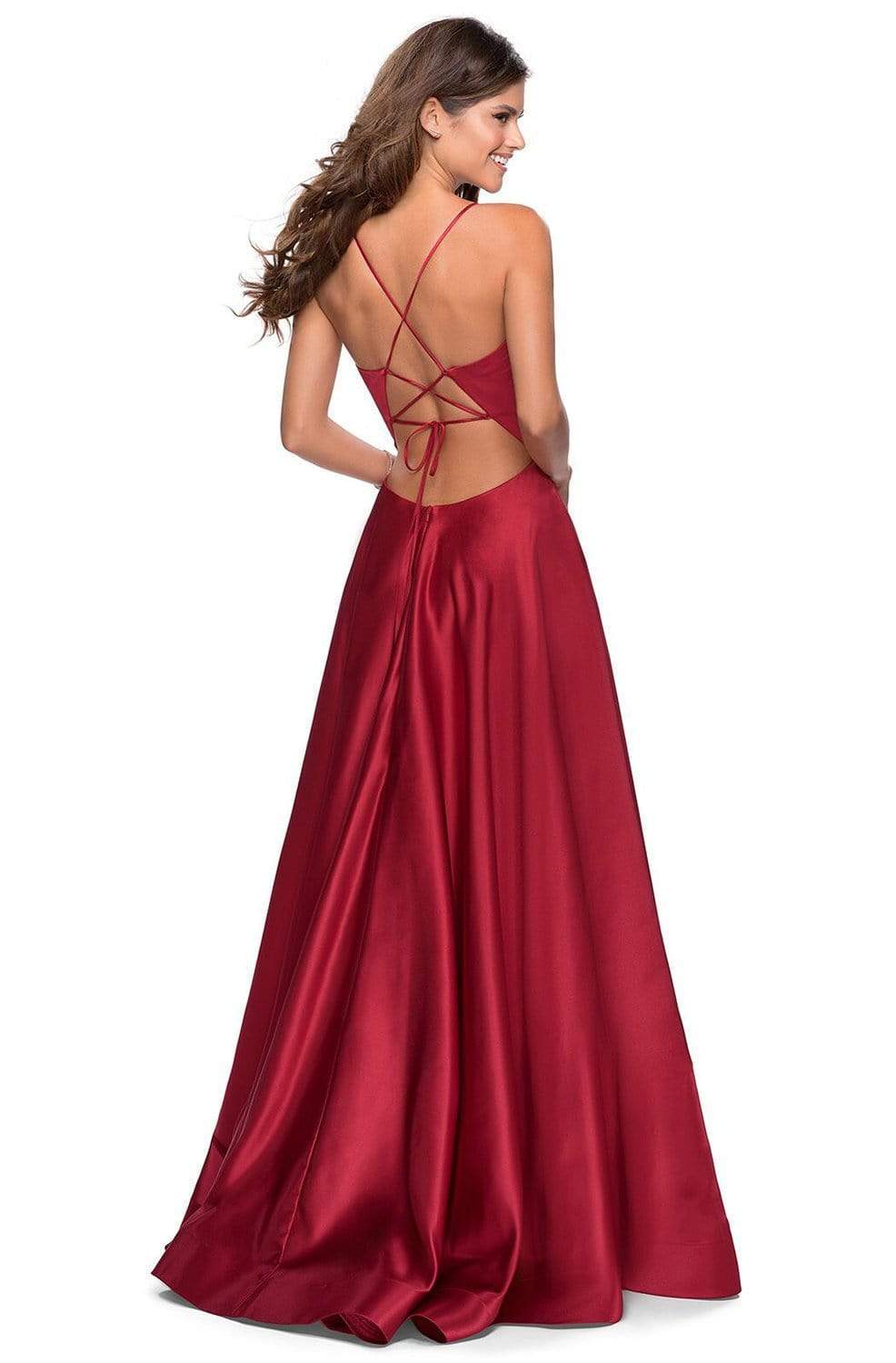 Satin-Abendkleid für junge Damen mit tiefem V-Ausschnitt