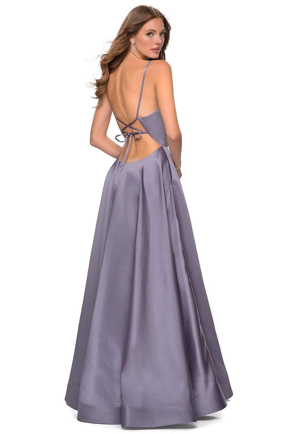 Satin-Abendkleid für junge Damen mit tiefem V-Ausschnitt