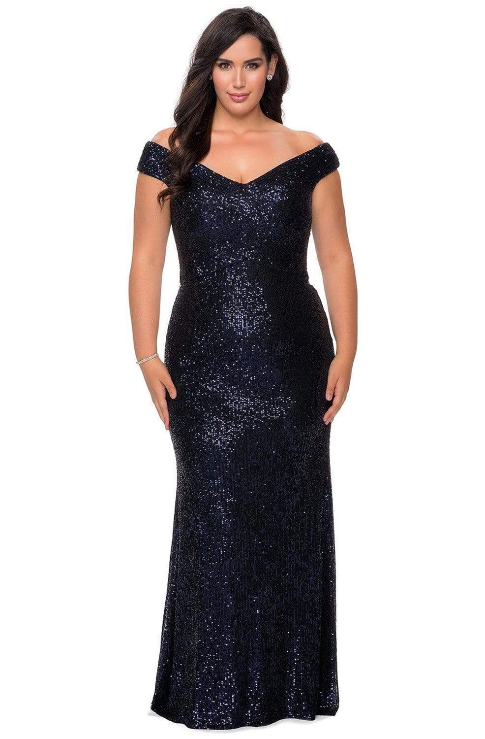 Sequined Off-Shoulder Modest Prom Sheath Dress