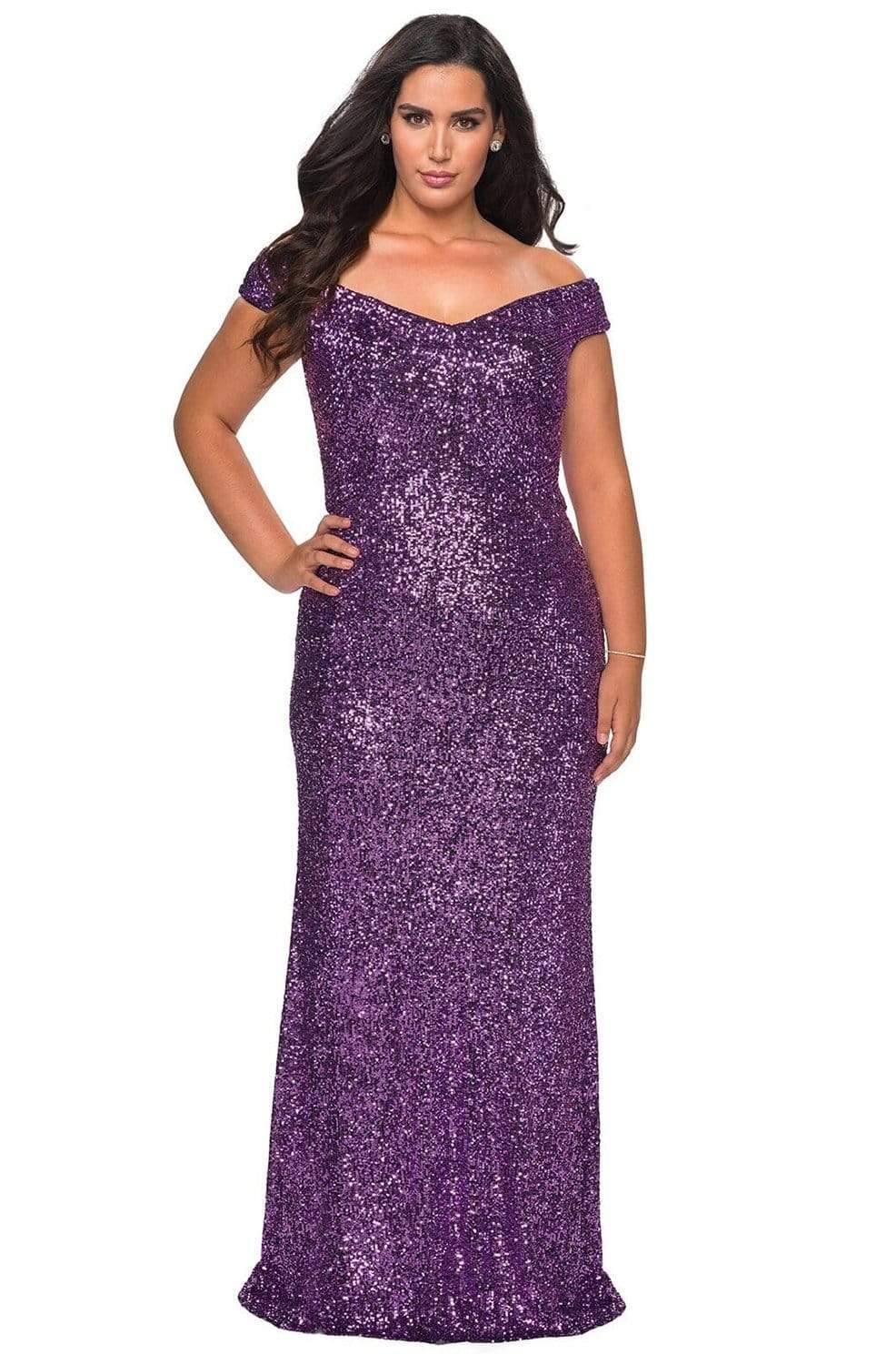 Sequined Off-Shoulder Modest Prom Sheath Dress