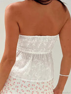 Lace Flower Patchwork Crop Top