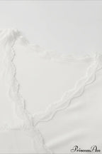 Lace Paneled V-Neck Tie-Waist Long-Sleeve Slim Knit Top