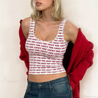 Lace Trim Slim Fit Y2K Summer Floral Sleeveless Casual Basic Crop Top