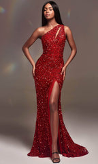 Sequin One Shoulder Prom Dress