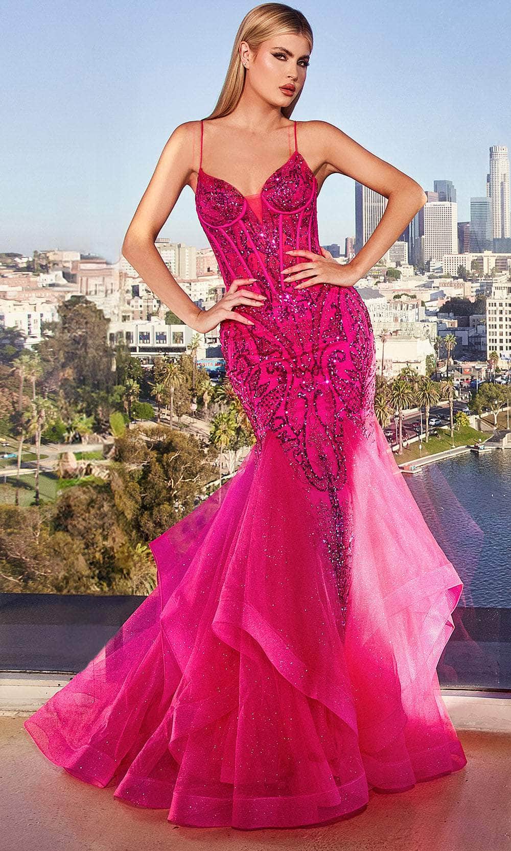 Paillettenbesetztes Ballkleid mit V-Ausschnitt