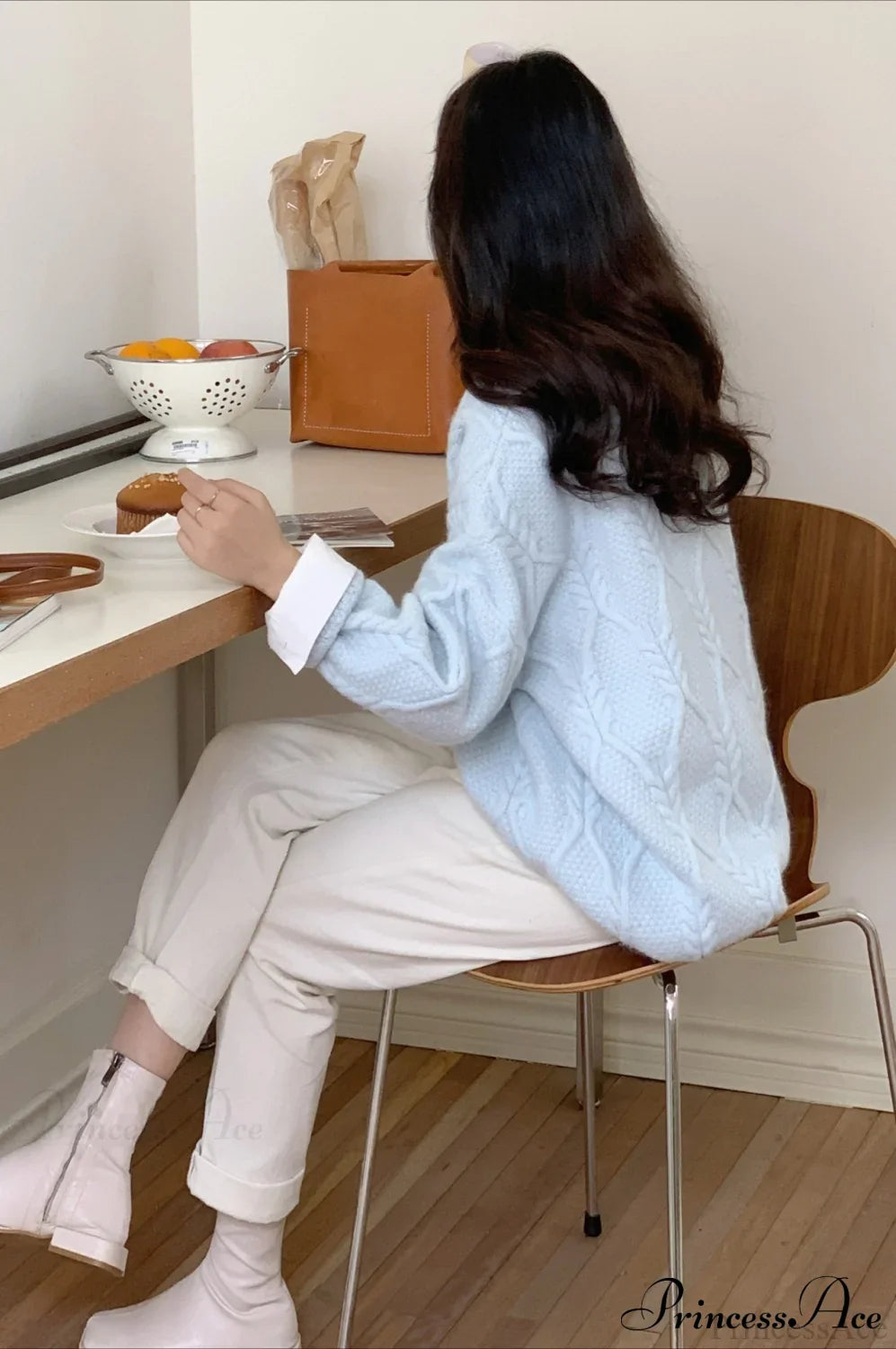 Lazy Style Candy-Colored Cable-Knit Sweater