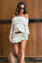 Lazy Style Off-the-Shoulder Loose Knit Sweater