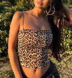 Leopard Print Skinny Bodycon Camisole Sleeveless Crop Top