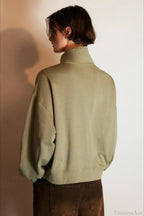 Letter Print Half Zip Stand Collar Loose Sweatshirt