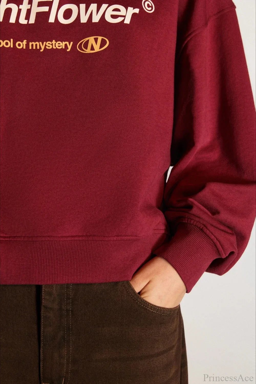 Letter Print Half Zip Stand Collar Loose Sweatshirt