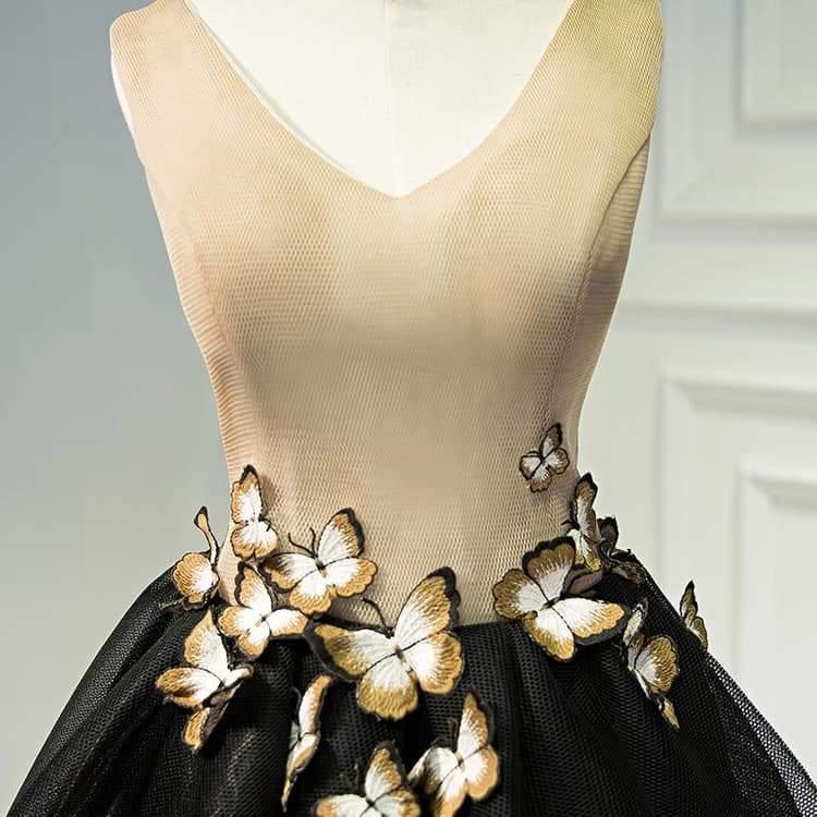Pequeño Vestido de Regreso a Casa Mariposa Cuello V Vestido de Fiesta Corto