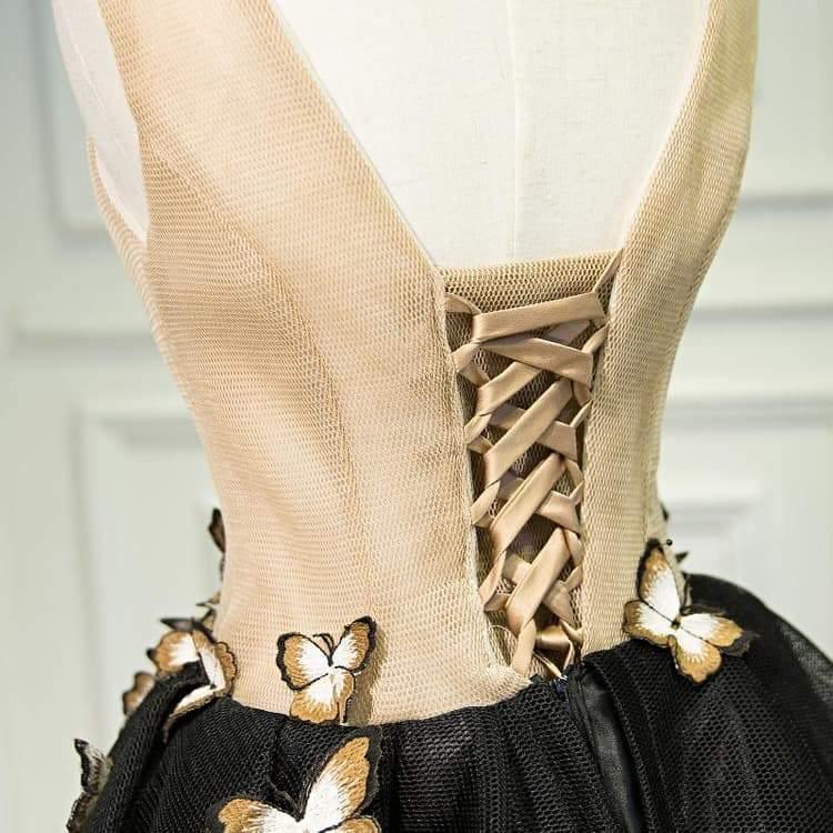 Pequeño Vestido de Regreso a Casa Mariposa Cuello V Vestido de Fiesta Corto