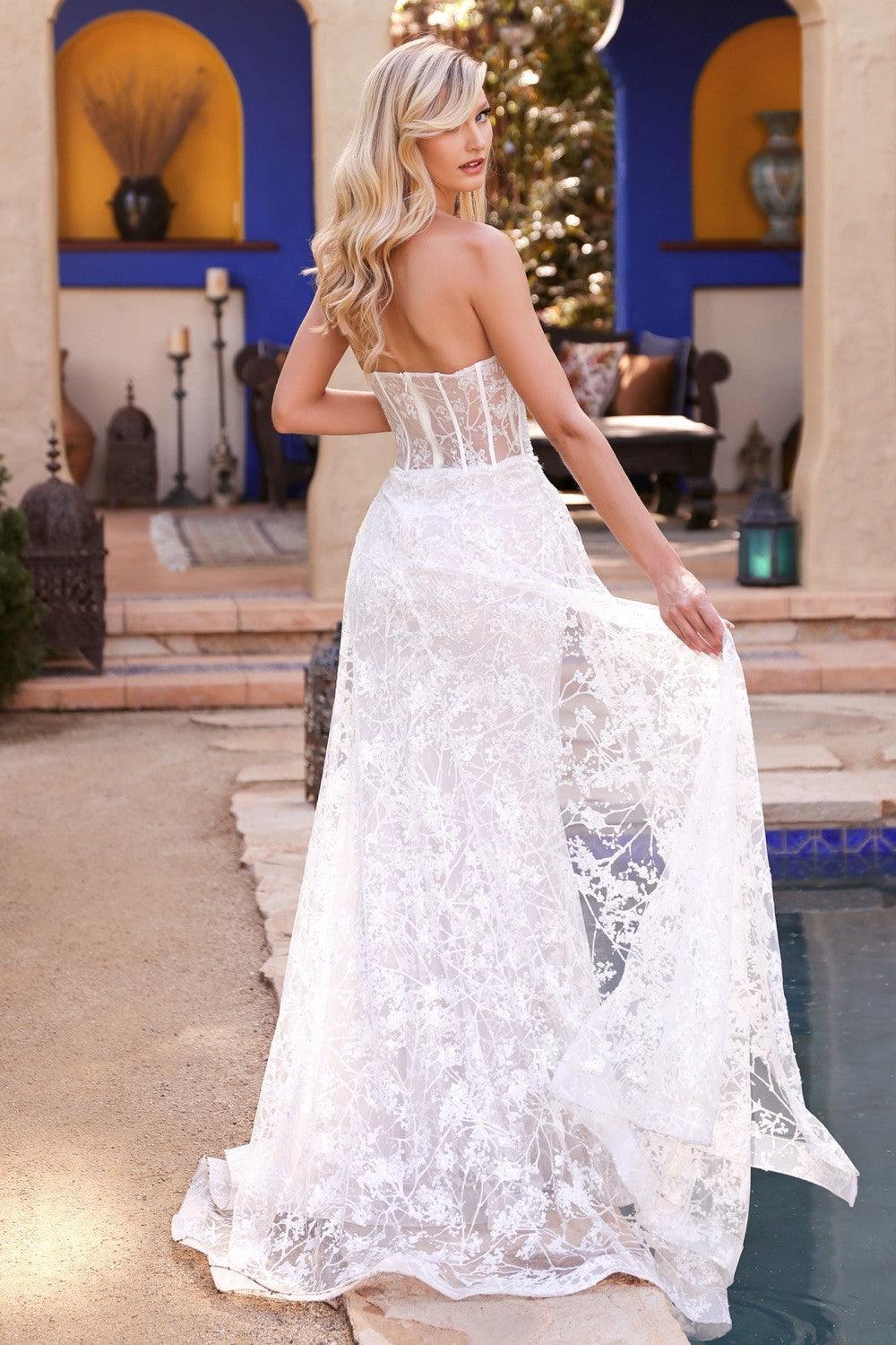 Vestido de novia largo formal sin tirantes