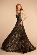 Vestido de fiesta formal largo con lentejuelas