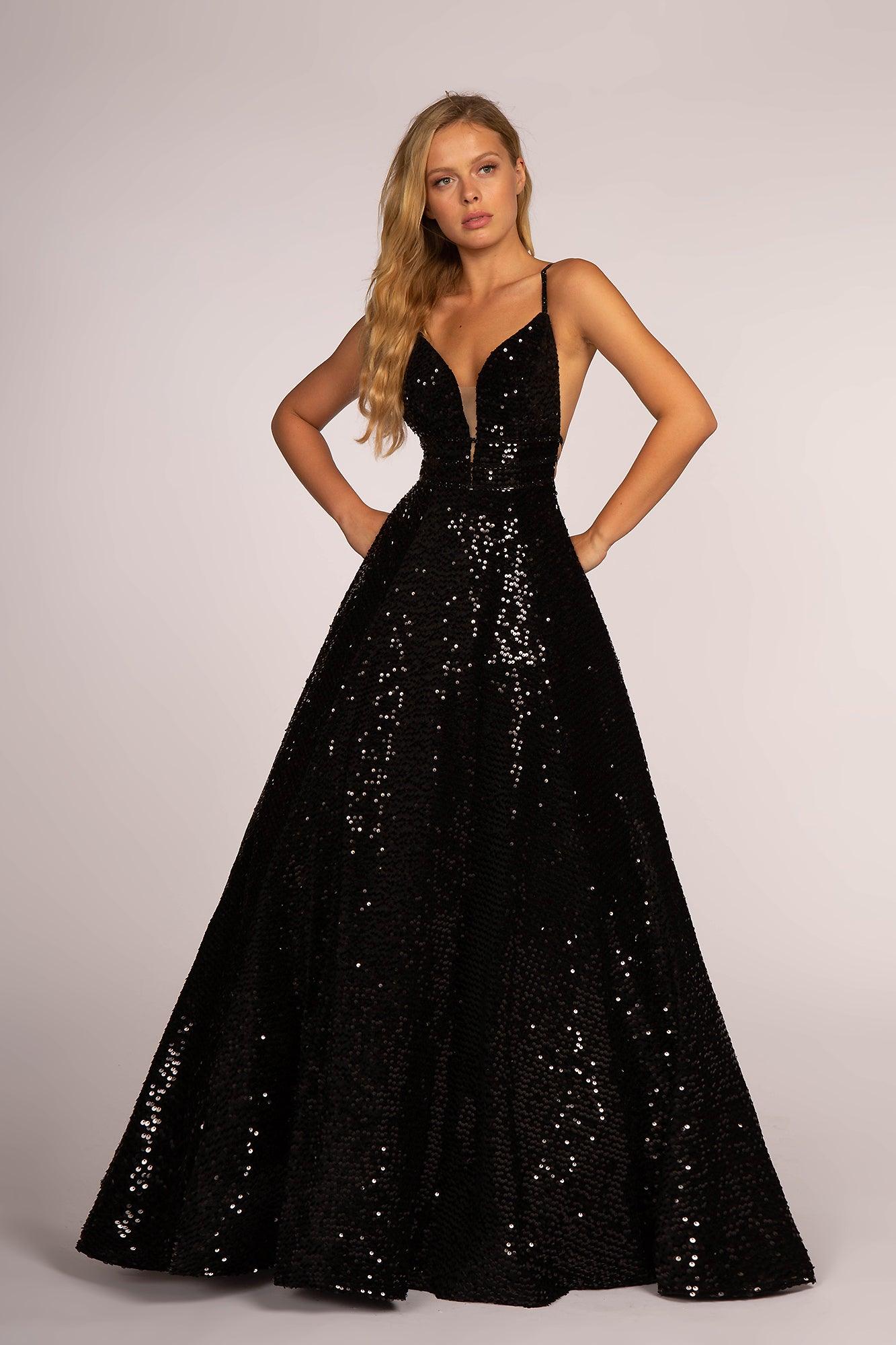 Vestido de fiesta formal largo con lentejuelas