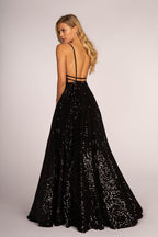 Vestido de fiesta formal largo con lentejuelas