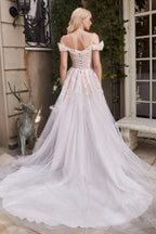 Long Off Shoulder Wedding Dress