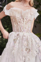 Long Off Shoulder Wedding Dress