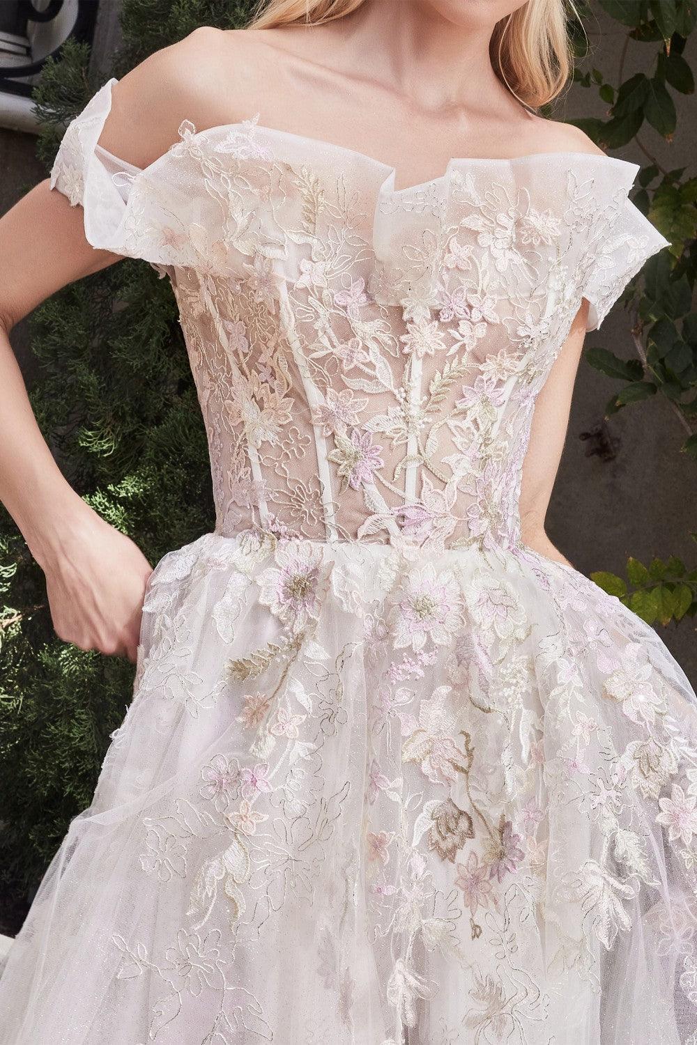 Long Off Shoulder Wedding Dress