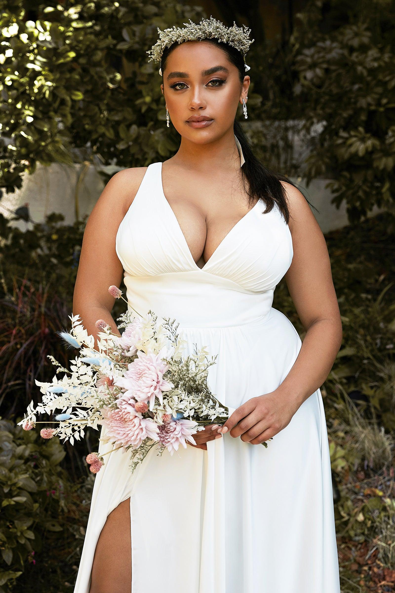 Long Simple Sleeveless Plus Size Wedding Dress