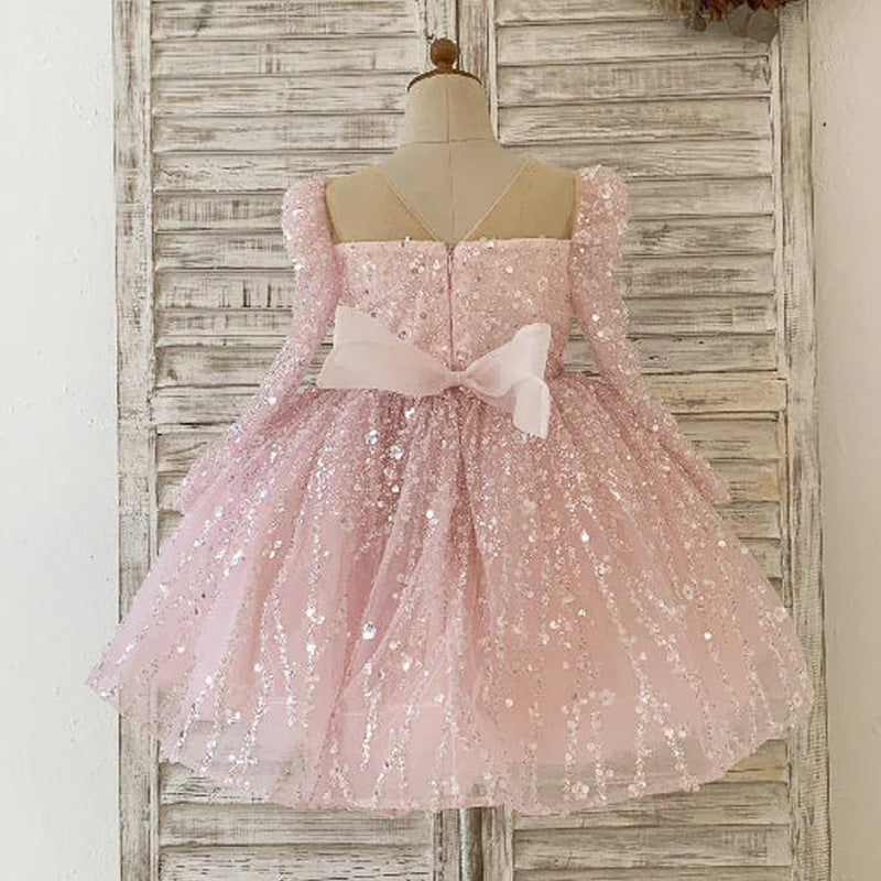 Vestido de primera comunión para niña, vestido de princesa para desfile de cumpleaños de niña pequeña 