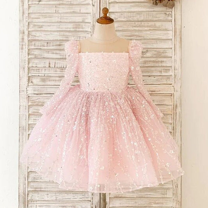 Vestido de primera comunión para niña, vestido de princesa para desfile de cumpleaños de niña pequeña 