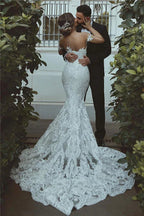 Vestido de novia de encaje de sirena, hermoso vestido de novia con escote corazón, decoraciones en las mangas