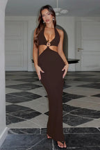 Metallic V Neck Resort Casual Maxi Dress