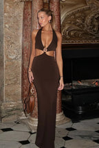 Metallic V Neck Resort Casual Maxi Dress